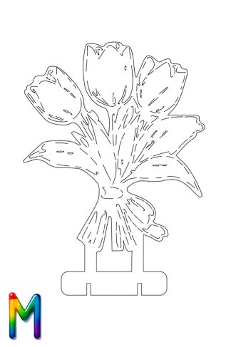 0017 Букет из 3 Тюльпанов Плексик M размер