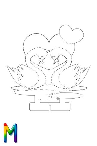 0036 Лебеди с сердцем M Плексик