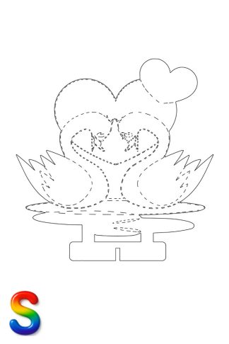 0036 Лебеди с сердцем S Плексик