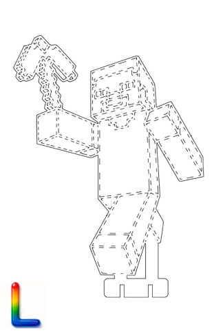 0042 Майнкрафт Стив с киркой L Плексик