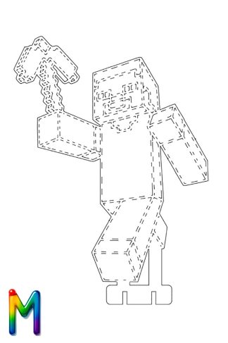 0042 Майнкрафт Стив с киркой M Плексик