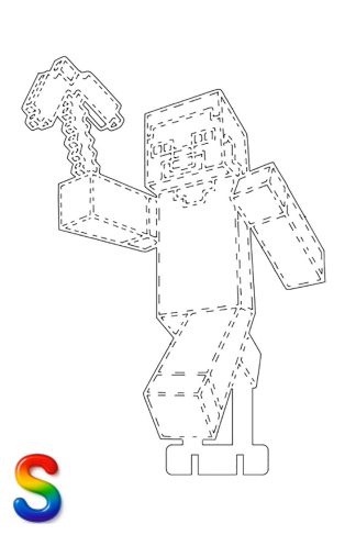 0042 Майнкрафт Стив с киркой S Плексик