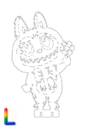 0049 Лабубу c цветочком L Плексик