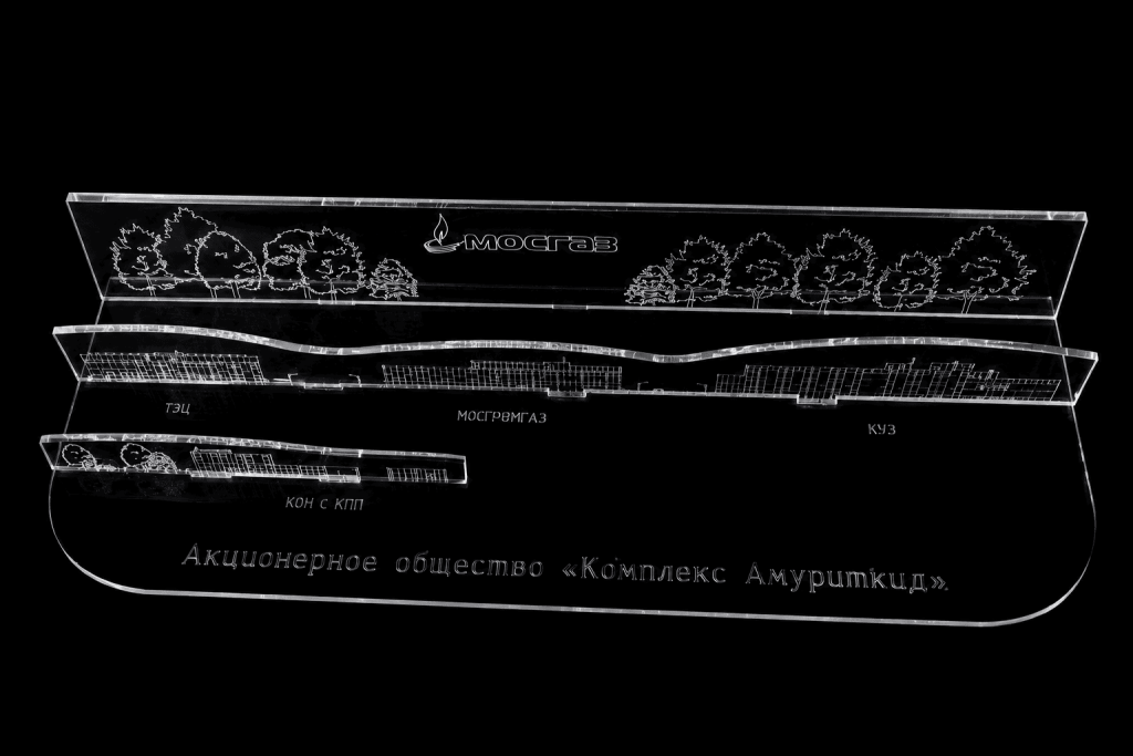 Многоуровневый прозрачный макет промышленного объекта Плексик